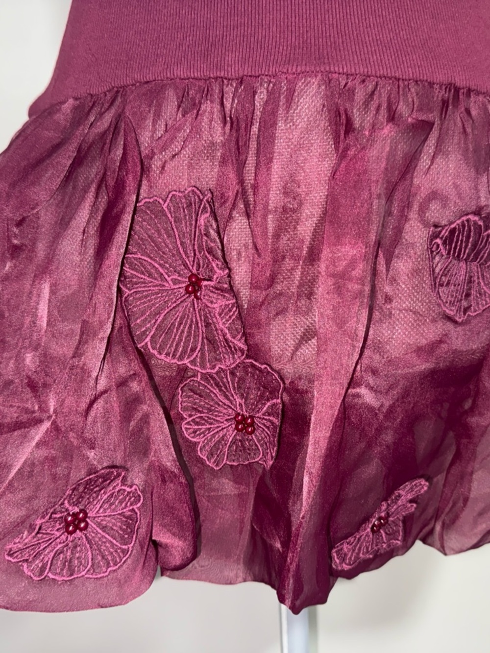 Anthropologie Plum Embroidered Tulle Party Dress - Picture 3 of 4